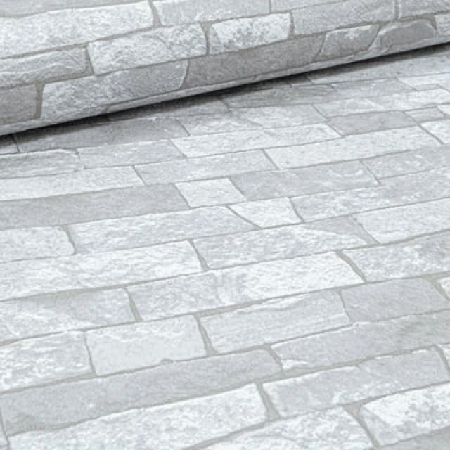 Erismann Rustic Brick 3D Effect White Light Medium Grey Textured Feature Wallpaper
