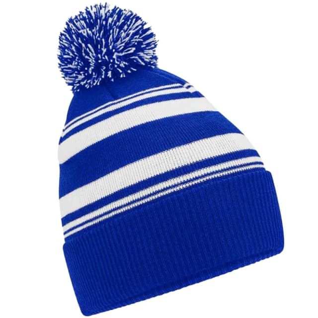 Beechfield Beechfield Men Fan Striped Beanie in Blue Blue One Size Male 5063425886357