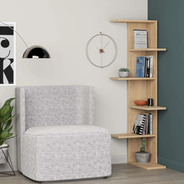 Decortie Saso' Modern Corner Bookcase Display Unit 141cm in Natural Size: 1 Pack Natural Unisex 1 Pack