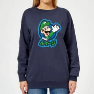 Nintendo Super Mario Luigi Kanji Womens Sweatshirt - Navy - L