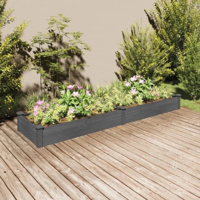 VIDAXL Garden Raised Bed with Liner Grey 240x60x25cm Solid Wood Fir vidaXL 8720845824280