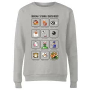 Nintendo Super Mario Know Your Enemies Womens Sweatshirt - Grey - L