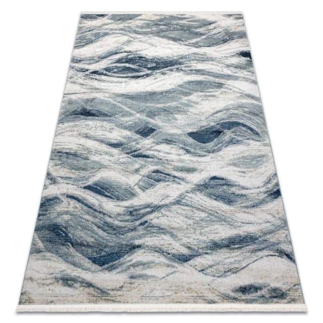 RugsX Distin 0849A Navy Blue / Blue / White Modern Carpet - Waves, Vintage, 160X230 Cm