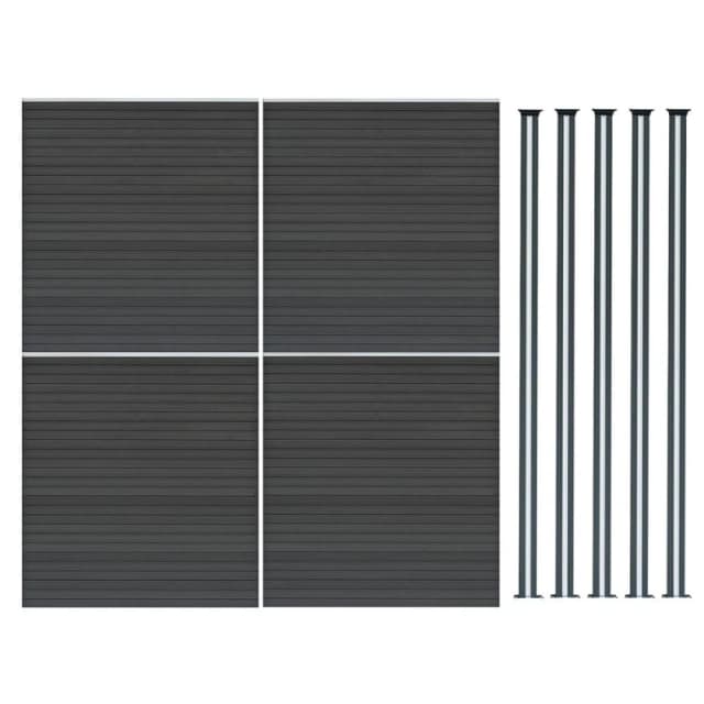 Monstershop Composite Fence Panels & LED Posts 6ft x 23ft - Grey Grey Unisex