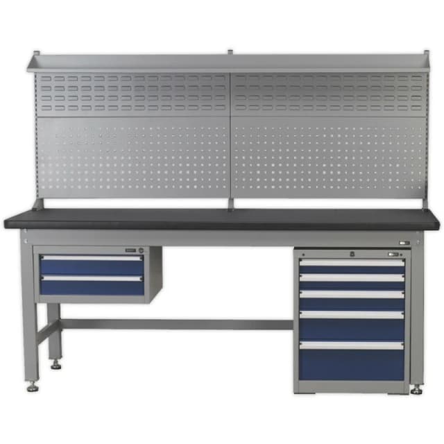 Loops 1.8m Complete Industrial Workstation & Cabinet Set - Back Panel Drawers Storage Multi