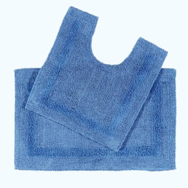 Homescapes Luxury Reversible Bath Mat Set Cobalt