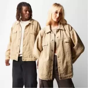 Mennace Textured Denim Jacket - Neutral