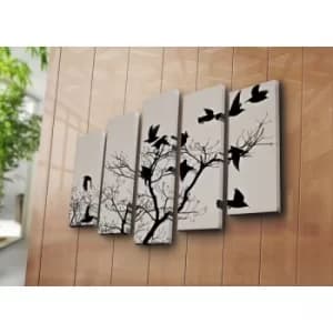 5PATK-156 Multicolor Decorative Canvas Painting (5 Pieces)