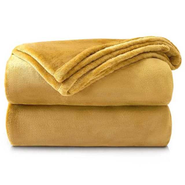 Velosso Soft Touch Luxurious Faux Mink Throw Blanket - Perfect For Bed - Sleek Decor, Minimalist Soft Weave - 150Cm X 200Cm, Ochre