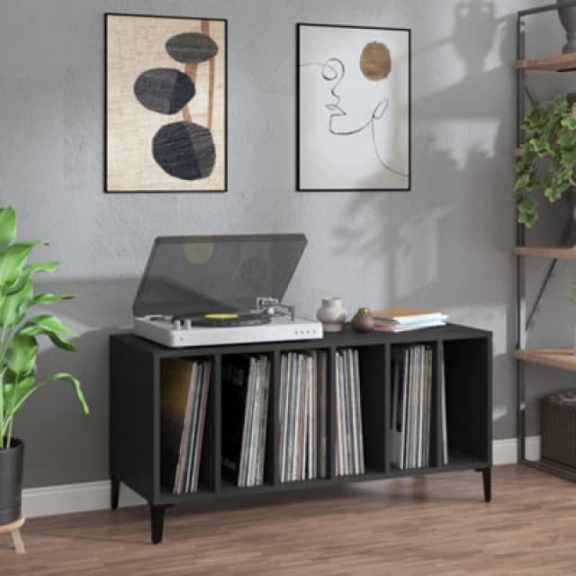 VIDAXL Record Cabinet Black 100x38x48cm Engineered Wood Vidaxl 8720845878887