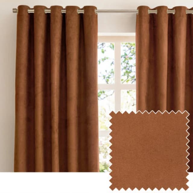 Furn Furn Verso Suede 100% Blackout Eyelet Curtain Pair in Orange Size: 117cm width x 137cm drop Orange 117cm width x 137cm drop Unisex 502553235669