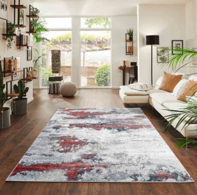 Onyx Modern Living Room Rug - Abstract Area Rugs Pink - Runner 60X220 Cm