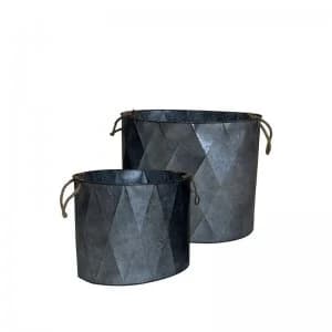 Set of 2 Aged Zinc Effect Planters