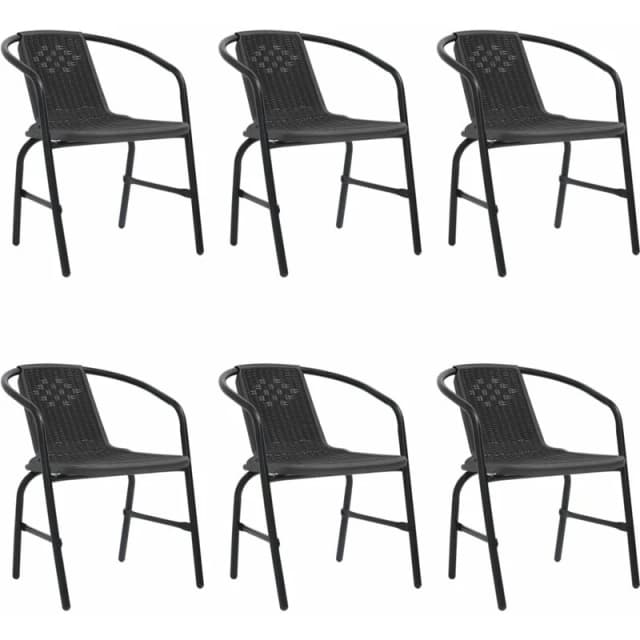 VIDAXL Garden Chairs 6 pcs Plastic Rattan and Steel 110 kg Vidaxl 8720287065104