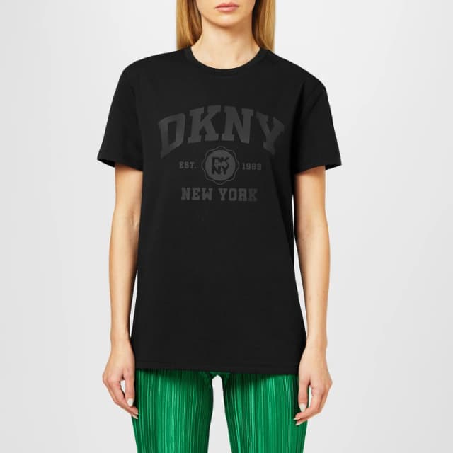 DKNY Womens Oversized Varsity T-Shirt Black female 8 (XS)