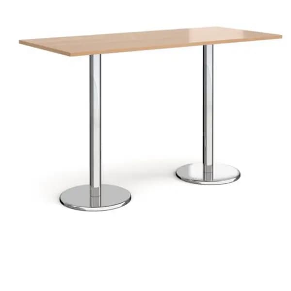 Pisa Pisa rectangular poseur table with round chrome bases 1800mm x 800mm - beech Beech PPR1800-B