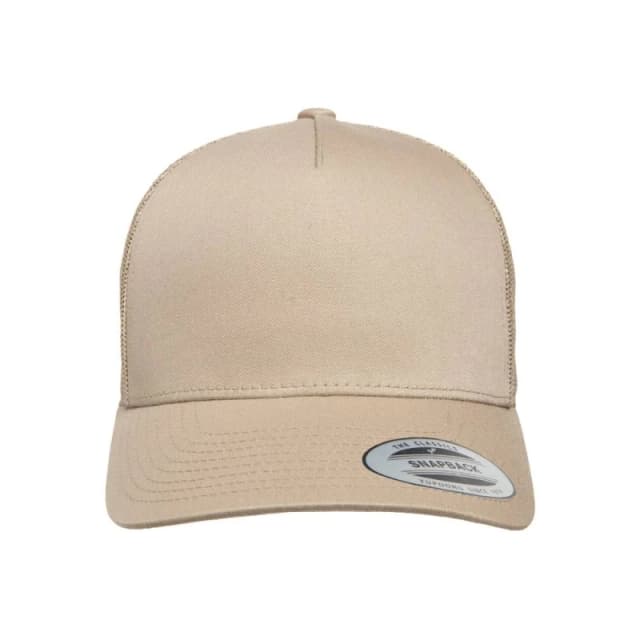 Flexfit by Yupoong 5 Panel Retro Trucker Cap in Khaki Khaki Unisex One Size