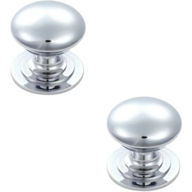 Loops 2x Victorian Round Cupboard Door Knob 50mm Dia Polished Chrome Cabinet Handle Multi unisex
