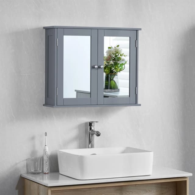 Lassic Bath Vida Priano 2 Door Mirrored Wall Cabinet - Grey Unisex One Size
