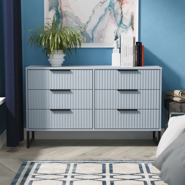 Ready Assembled 2 U Menai 6 Drawer Wide Chest (Ready Assembled) in Light Blue Light Blue Unisex