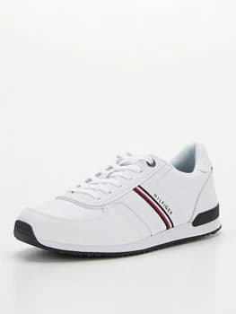 Tommy Hilfiger Iconic Leather Runner Stripes Trainers - White, Size 41, Men