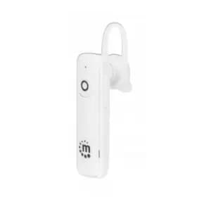 Manhattan Single Ear Bluetooth Headset (Limited Promotion) Omnidirectional Mic Integrated Controls White 10 hour usage time Range 10m USB-A charging c