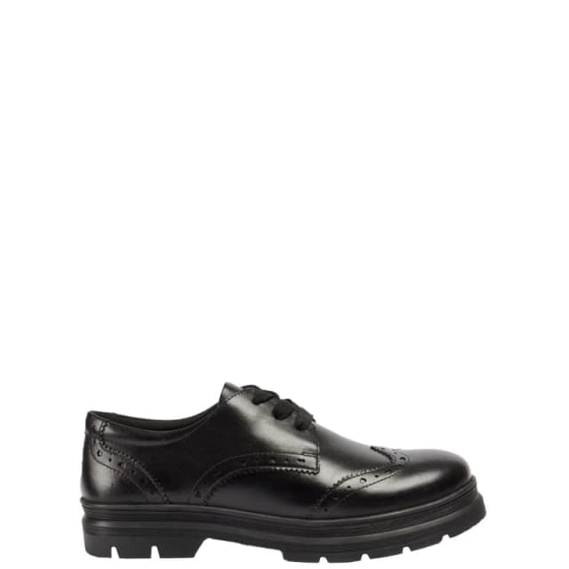Pod Fiona Lace Up Leather Brogue School Shoe - Black Size 3 Older Black W3JRL Unisex 3 Older