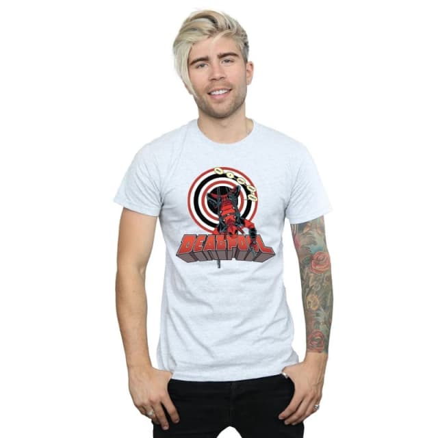 Marvel Marvel Men Deadpool Upside Down T-Shirt in Grey Size: Small Grey S Male 5057736827024