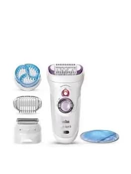 Braun Silk-ÉPil 9, Epilator For Long Lasting Hair Removal, 4 Extras, Pouch, Cooling Glove, 9-735