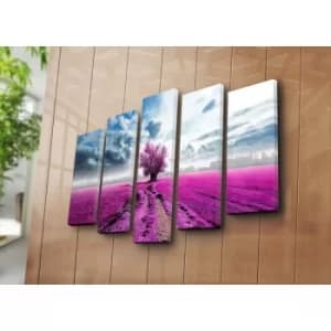 5PATK-53 Multicolor Decorative Canvas Painting (5 Pieces)