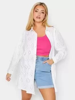 Yours Broidery Shirt White, Size 20, Women