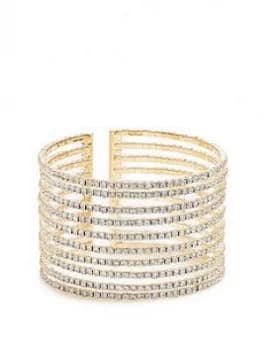 Mood Gold Plated Crystal Dia Lined Cuff Bracelet