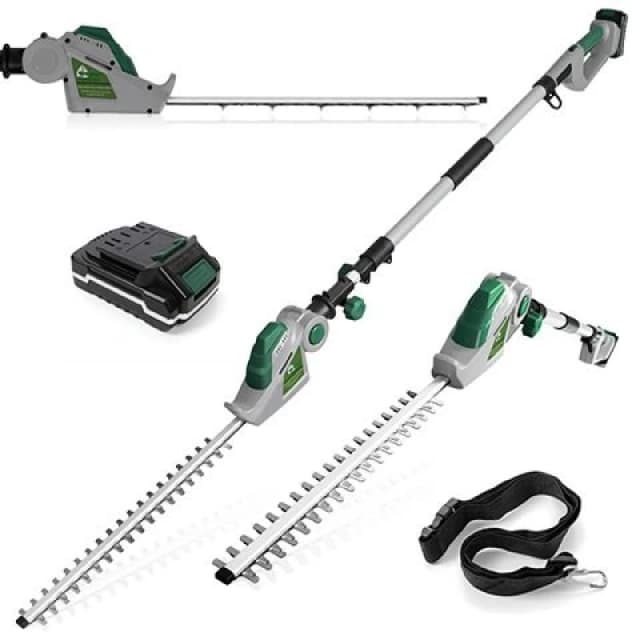 GRACIOUS GARDENS Cordless Electric Hedge Trimmer 18V Long Reach Cutter Telescopic Pole GGLRC