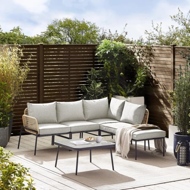 FurnitureboxUK FurnitureboxUK Maldives PE Rattan 5 Seat Outdoor Garden Sofa Set in Beige Beige One Size Unisex 5060661185961