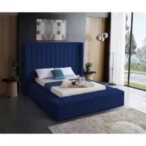 Kensington Bed Double Plush Velvet Blue
