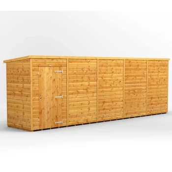 20x4 Power Windowless Pent Garden Shed - Brown