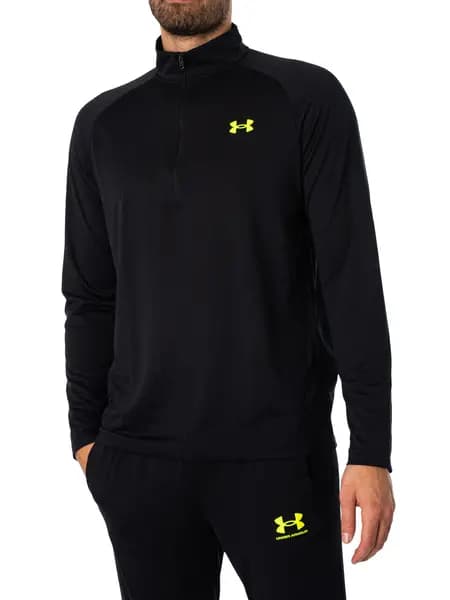 Under Armour Tech 1/2 Zip Long Sleeve Top Black/High Vis Yellow M