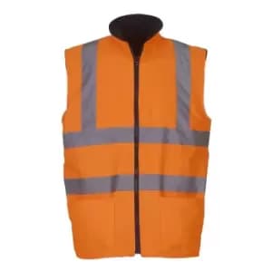 Yoko Mens Workwear Hi-Vis Reversible Fleece Vest / Jacket (Pack of 2) (2XL) (Hi Vis Orange)