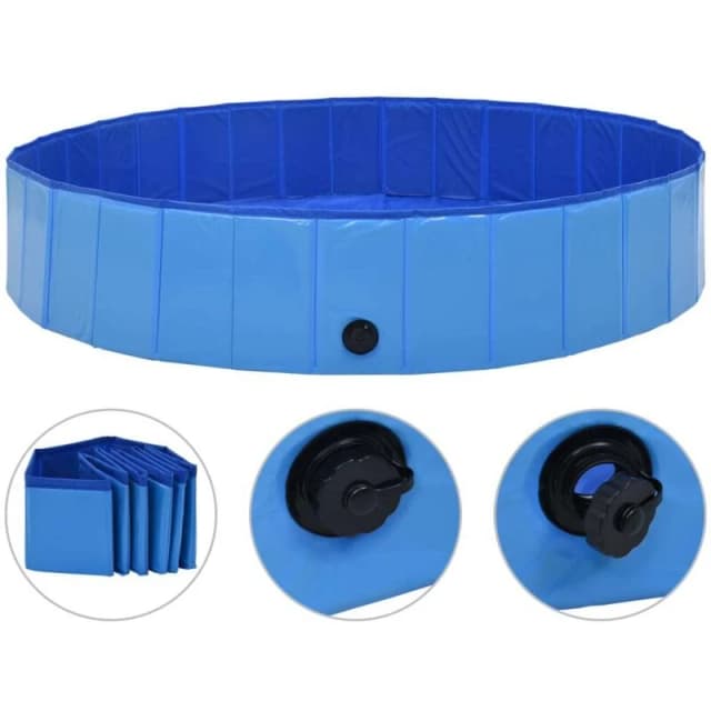 vidaXL Foldable Dog Swimming Pool Blue 160x30cm PVC Anti Slip Pet Water Centre