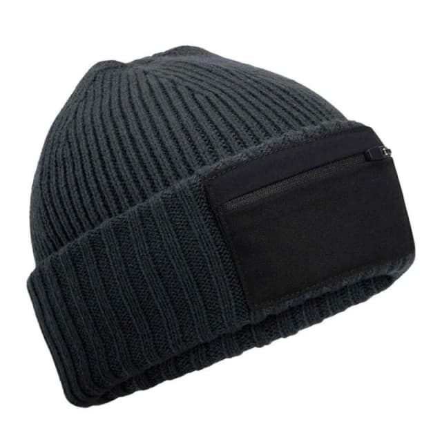 Beechfield Beechfield Men Zip Patch Beanie in Grey Grey One Size Male 5063574673730