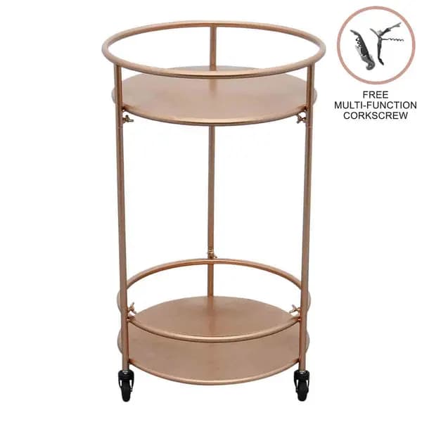 Small Drinks Trolley Bar Cart - Rose Gold 26557