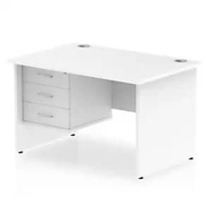Dynamic Rectangular Office Desk White MFC Panel End Leg White Frame Impulse 1 x 3 Drawer Fixed Ped 1200 x 800 x 730mm