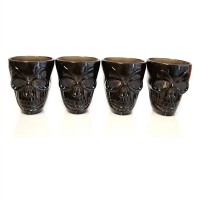 Shatchi 4Pcs Halloween Clear Skull Shot Glasses - Spooky 55ml Tableware, Striking Decor Black unisex