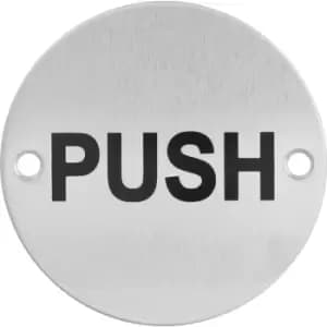 Eclipse Satin Stainless Steel Door Sign Push 76mm in Silver