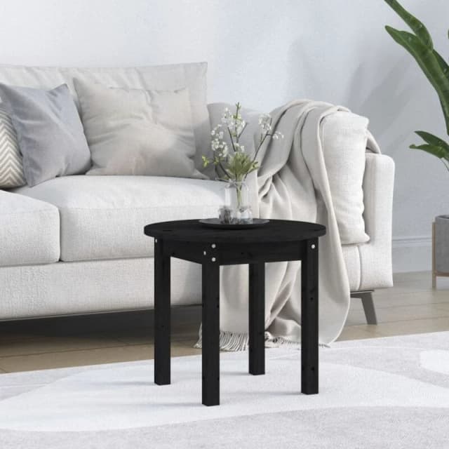 Vidaxl Coffee Table Black Ø 45X40 Cm Solid Wood Pine, Black 822336