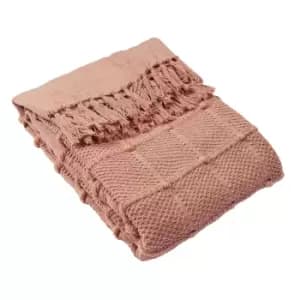 Motti Woven Tufted Stripe Throw Blush