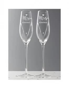 Personalised Swarvoski Mr & Mrs Flute Set