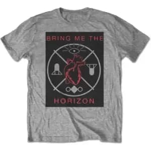 Bring Me The Horizon - Heart & Symbols Unisex Medium T-Shirt - Grey