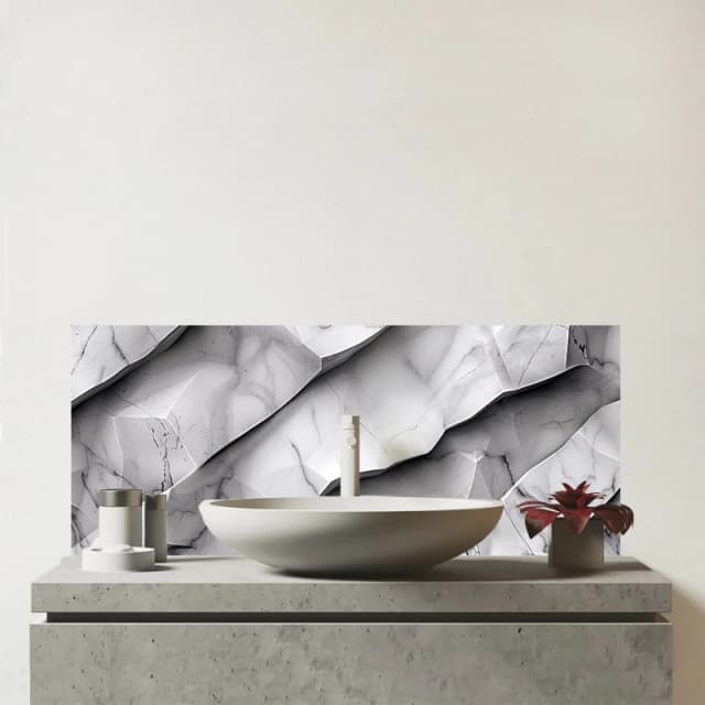 Warren Reed - Designer Modern Grey Marble Effect Glass Bathroom Splashback Grey Unisex