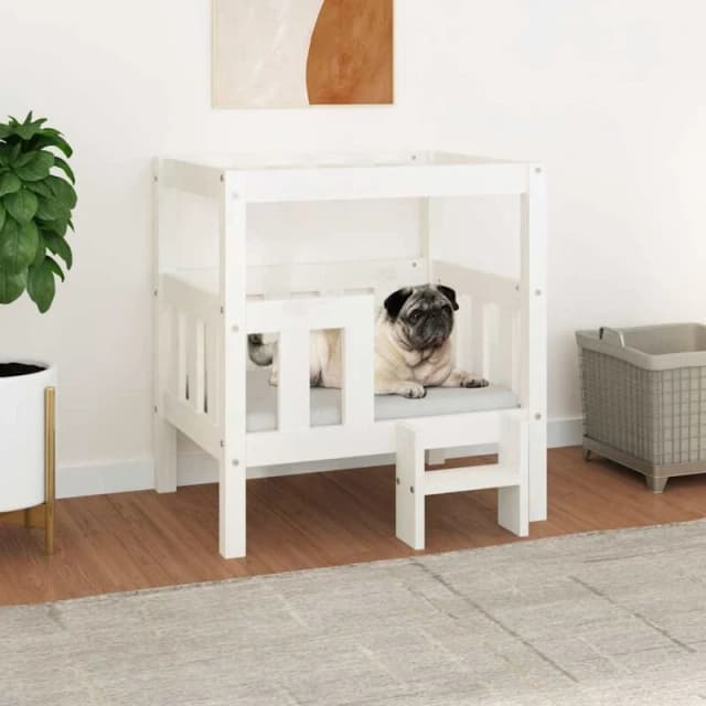 VIDAXL Dog Bed White 65.5x43x70cm Solid Wood Pine Vidaxl 822373